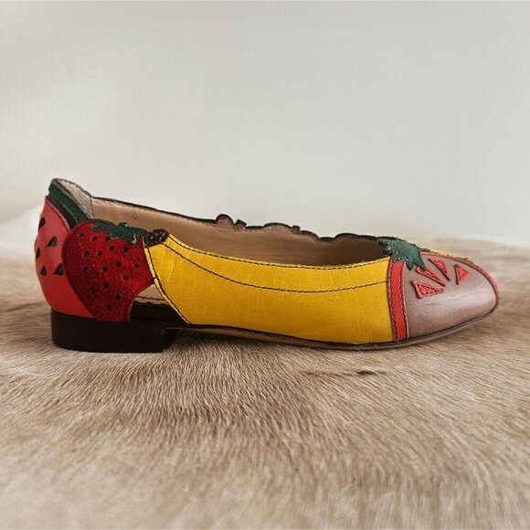 Charlotte Olympia Incy Tutti Frutti Peep Toe Leather Ballet Flats Shoes Girls 29 - Picture 7 of 14